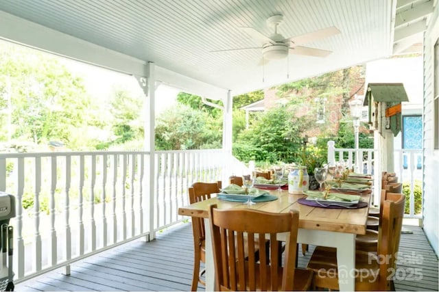 88 S Main St, Weaverville, NC 28787 - deck with a ceiling fan