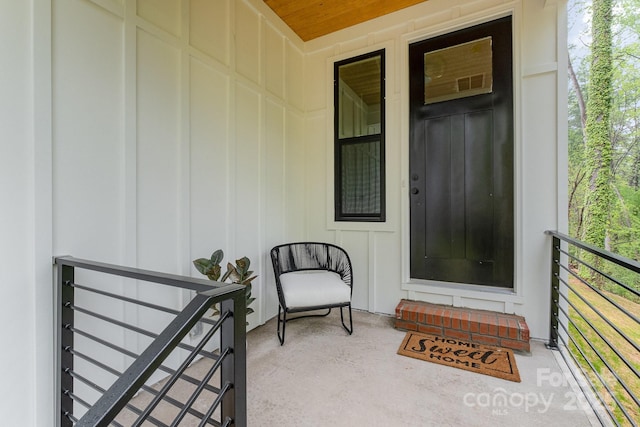 entrance to property with board and batten siding