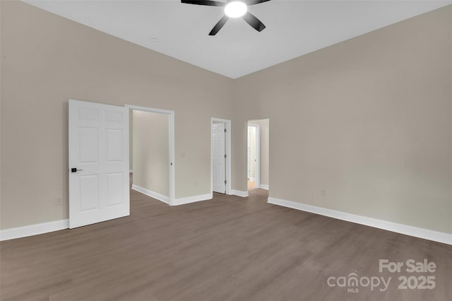 126 Hemphill Ave, Chester, SC 29706 - empty room featuring ceiling fan, wood finished floors, and baseboards