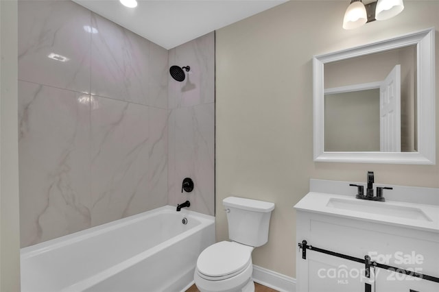 126 Hemphill Ave, Chester, SC 29706 - full bathroom featuring toilet, tub / shower combination, vanity, and baseboards