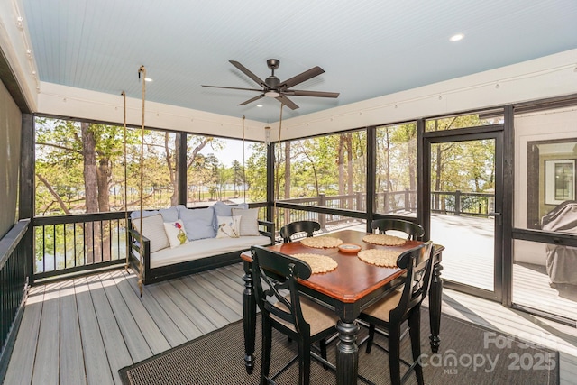 153 High Hills Dr, Mooresville, NC 28117 - sunroom with ceiling fan and an outdoor living space