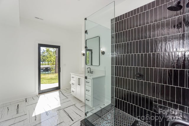 153 High Hills Dr, Mooresville, NC 28117 - bathroom with tiled shower and vanity