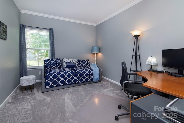 7397 Mill Ruins Ave SW, Concord, NC 28025 - bedroom with carpet, crown molding, and an office area