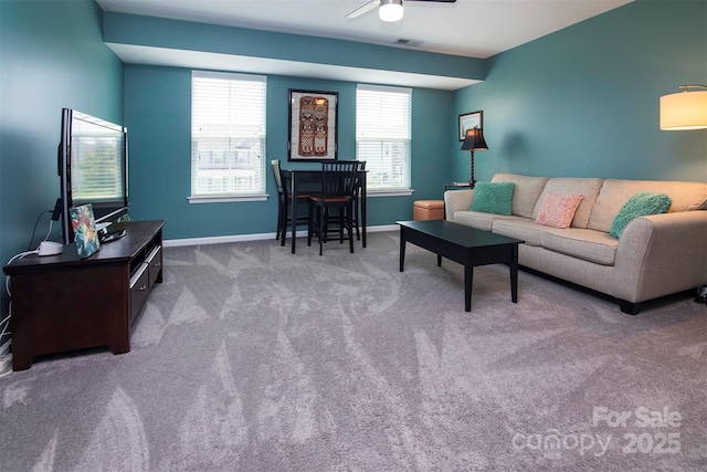 7397 Mill Ruins Ave SW, Concord, NC 28025 - living area with ceiling fan and carpet floors