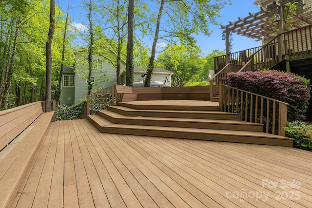 263 Fernbrook Dr, Mooresville, NC 28117 - wooden deck featuring stairs and a pergola