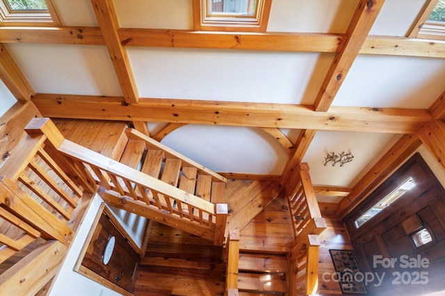 54 Cottage Grove Dr, Nebo, NC 28761 - interior space featuring beam ceiling and a healthy amount of sunlight