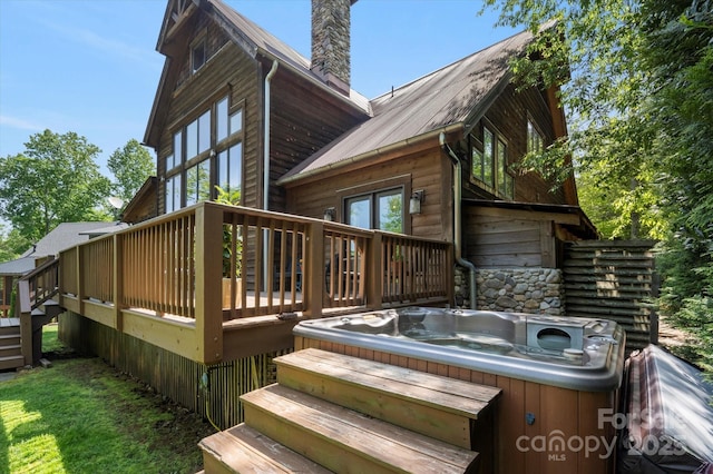 54 Cottage Grove Dr, Nebo, NC 28761 - wooden terrace featuring an outdoor hot tub