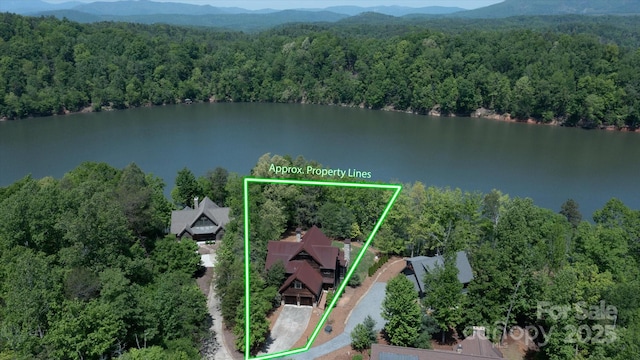 54 Cottage Grove Dr, Nebo, NC 28761 - birds eye view of property with a wooded view and a water and mountain view