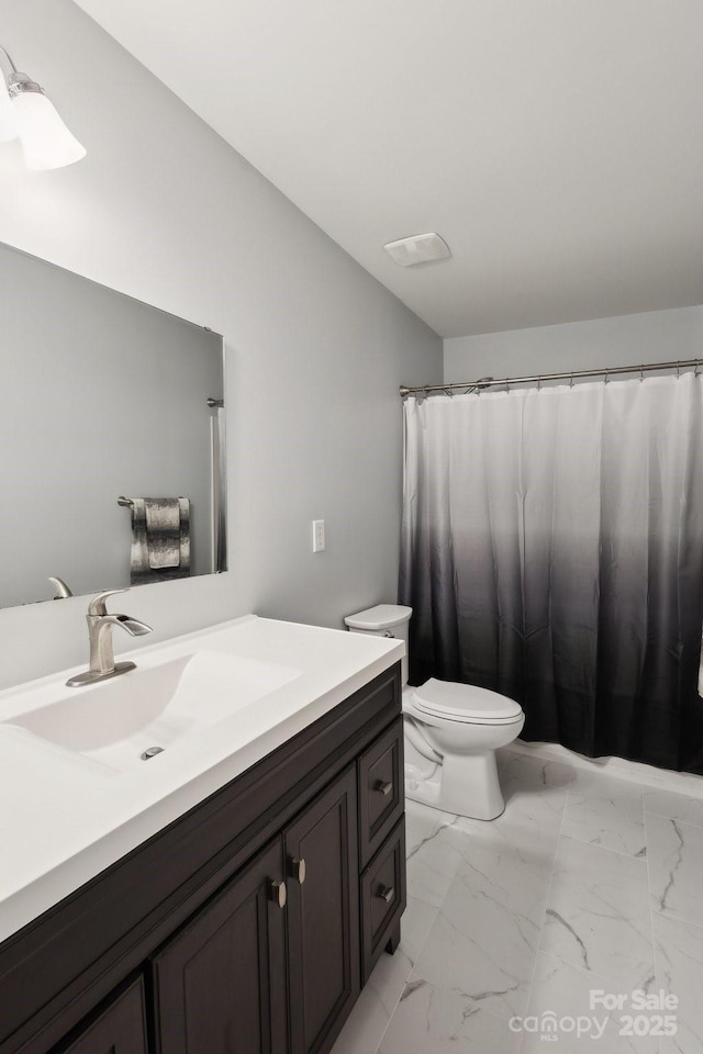 221 Sycamore Creek Rd, Fort Mill, SC 29708 - bathroom featuring vanity, marble finish floor, and toilet