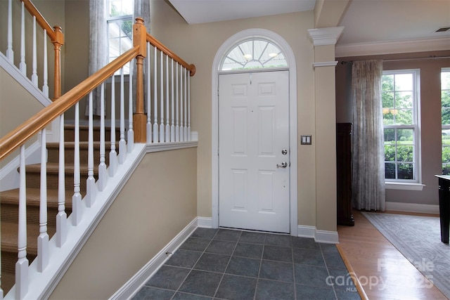 3404 Pasture View Ct, Charlotte, NC 28269 - entrance foyer with baseboards and stairs