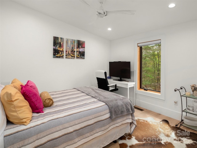 146 Timber Creek Rd, Hendersonville, NC 28739 - bedroom with wood finished floors, baseboards, lofted ceiling, and recessed lighting