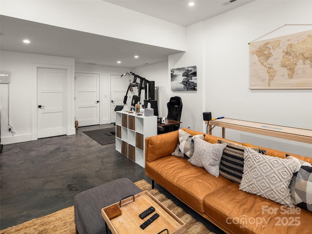 146 Timber Creek Rd, Hendersonville, NC 28739 - living room with recessed lighting, finished concrete flooring, and visible vents