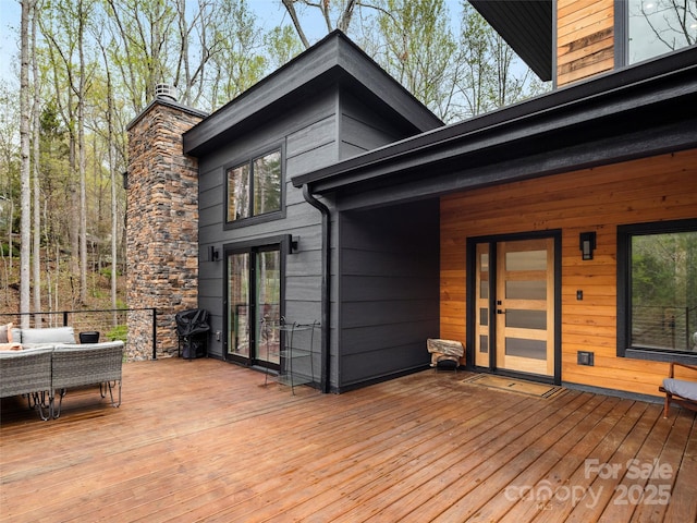 146 Timber Creek Rd, Hendersonville, NC 28739 - wooden terrace featuring a grill