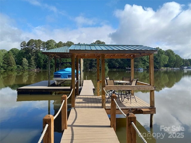 6778 Emerald Isle Dr, Sherrills Ford, NC 28673 - dock with a water view, boat lift, and a view of trees