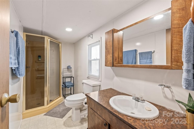 6778 Emerald Isle Dr, Sherrills Ford, NC 28673 - full bathroom with a shower stall, vanity, and recessed lighting