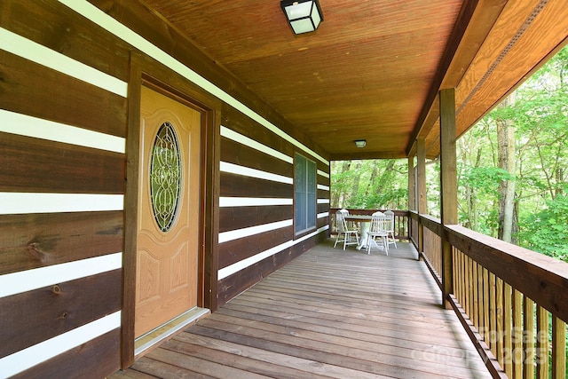 wooden deck with covered porch