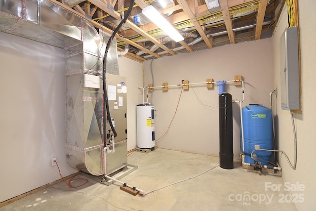 utility room with water heater