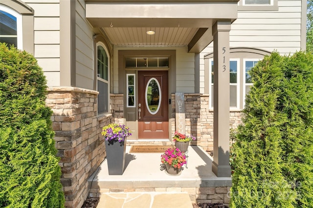 513 Sandbar Pt, Lake Wylie, SC 29710 - doorway to property with stone siding