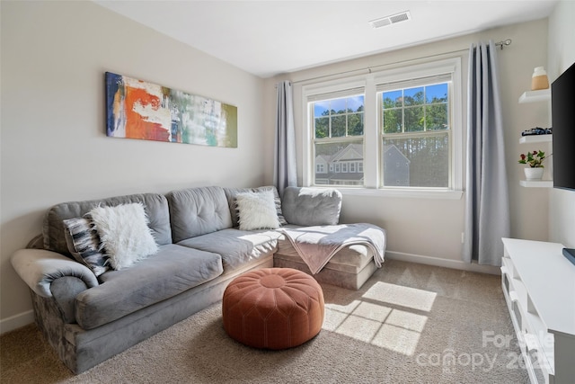 513 Sandbar Pt, Lake Wylie, SC 29710 - living room featuring visible vents, baseboards, and light carpet