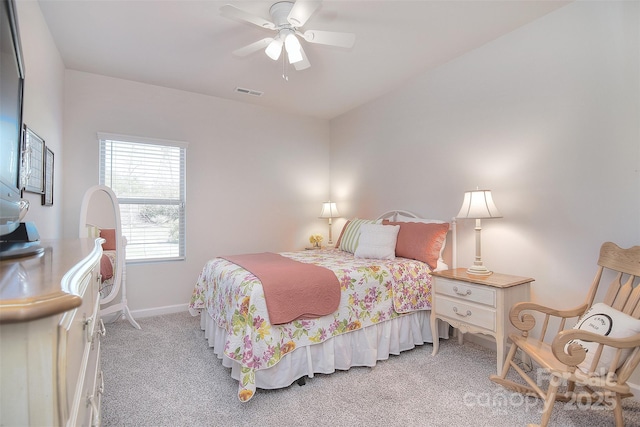 11616 Solstice Way, Huntersville, NC 28078 - bedroom with baseboards, visible vents, a ceiling fan, and light colored carpet