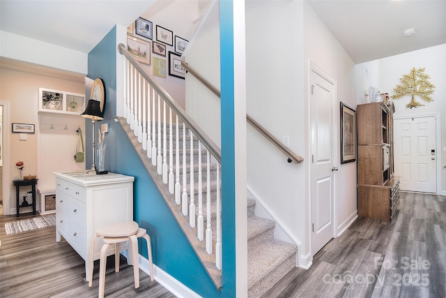 11616 Solstice Way, Huntersville, NC 28078 - staircase featuring baseboards and wood finished floors