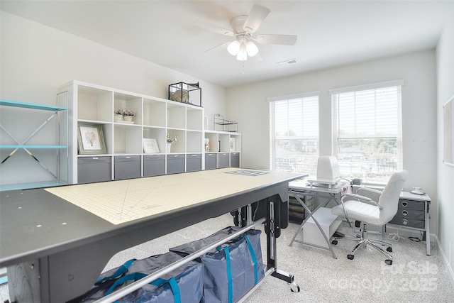 11616 Solstice Way, Huntersville, NC 28078 - home office with visible vents, a ceiling fan, and carpet floors