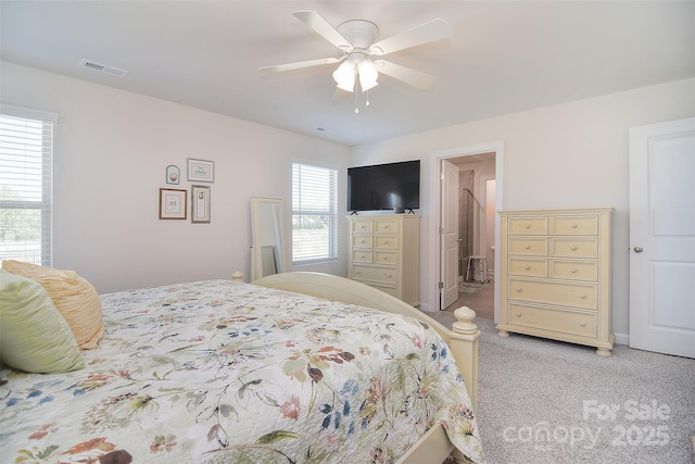 11616 Solstice Way, Huntersville, NC 28078 - bedroom featuring light colored carpet, visible vents, and ceiling fan