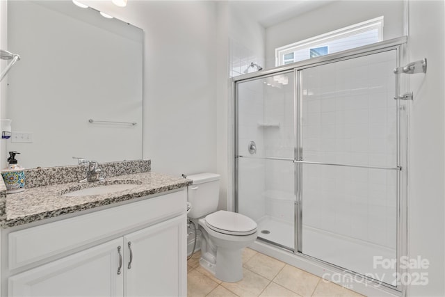 184 Tetcott St, Mooresville, NC 28115 - full bathroom featuring tile patterned flooring, vanity, toilet, and a stall shower