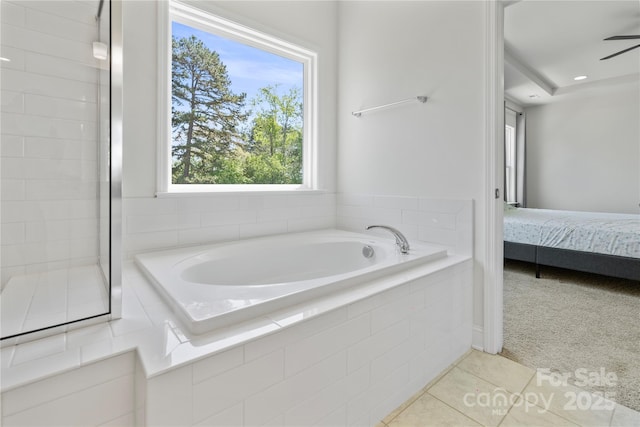 184 Tetcott St, Mooresville, NC 28115 - full bath with a bath, ceiling fan, tile patterned floors, and ensuite bathroom