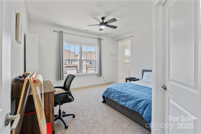 184 Tetcott St, Mooresville, NC 28115 - carpeted bedroom featuring a ceiling fan, visible vents, and baseboards