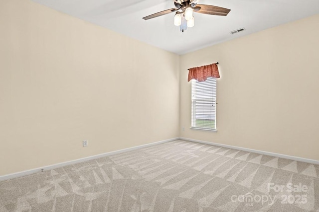 20135 Dovekie Ln, Fort Mill, SC 29707 - unfurnished room with visible vents, ceiling fan, light carpet, and baseboards