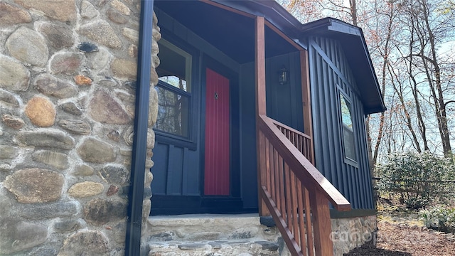 25 Dew Waite Rd, Black Mountain, NC 28711 - doorway to property featuring stone siding