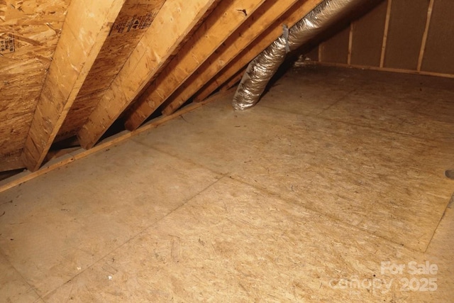view of unfinished attic
