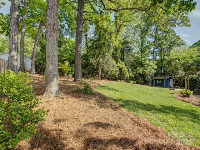 view of yard with an outdoor structure