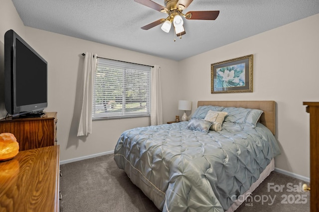 16070 Palawan Ct, Tega Cay, SC 29708 - carpeted bedroom with baseboards, a textured ceiling, and ceiling fan