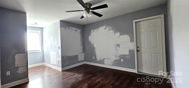 1592 Farmington Hills Dr, Conover, NC 28613 - spare room with wood finished floors, baseboards, and ceiling fan