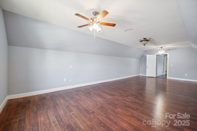 1592 Farmington Hills Dr, Conover, NC 28613 - additional living space featuring baseboards, a ceiling fan, visible vents, and vaulted ceiling