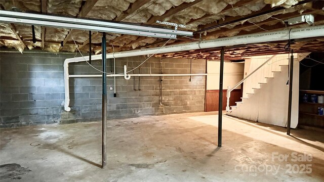 134 Piedmont Dr, Kannapolis, NC 28081 - unfinished basement with stairway