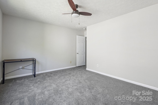 5611 Hammermill Dr, Harrisburg, NC 28075 - unfurnished room with a textured ceiling, carpet floors, a ceiling fan, and baseboards