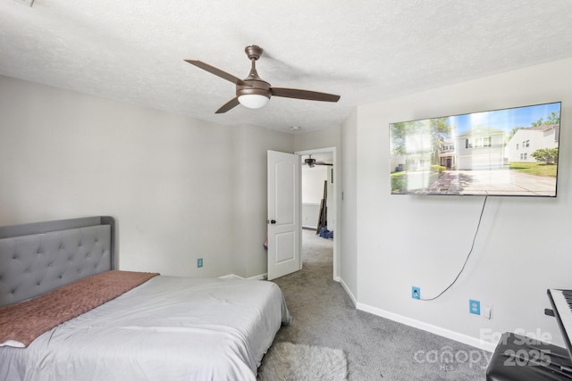 5611 Hammermill Dr, Harrisburg, NC 28075 - bedroom featuring carpet, baseboards, a textured ceiling, and ceiling fan