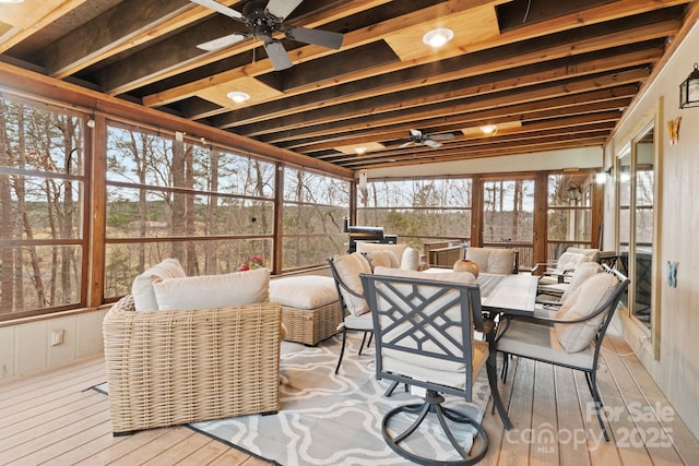 3670 Maple Creek Rd, Rutherfordton, NC 28139 - sunroom / solarium with a ceiling fan and outdoor dining area