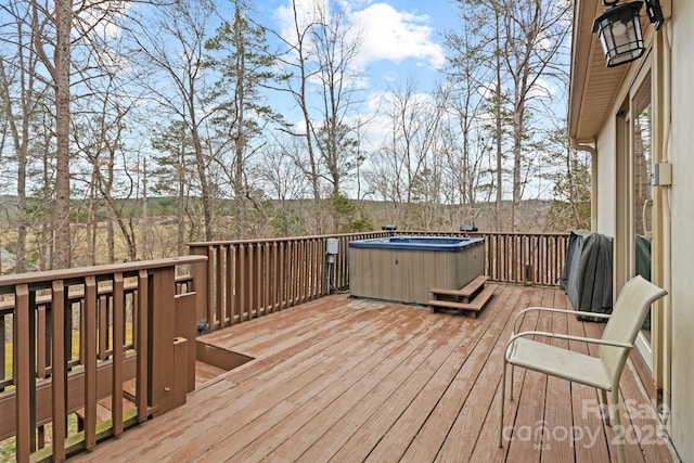 3670 Maple Creek Rd, Rutherfordton, NC 28139 - wooden deck featuring a hot tub