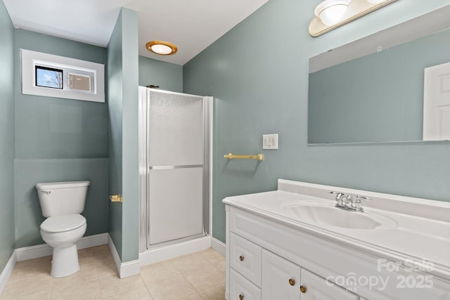 3670 Maple Creek Rd, Rutherfordton, NC 28139 - full bath with vanity, a shower stall, toilet, and baseboards