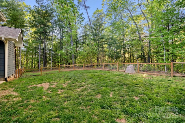 view of yard with a fenced backyard