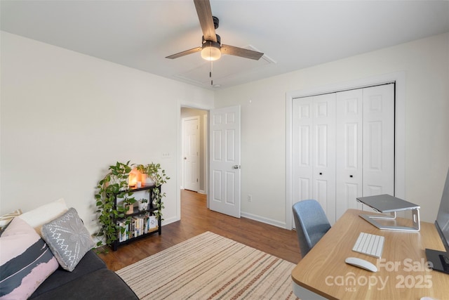 8917 Chalkstone Rd, Charlotte, NC 28216 - office space featuring baseboards, a ceiling fan, and wood finished floors