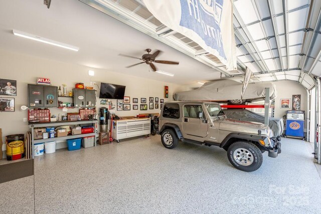 4594 N Wynswept Dr, Maiden, NC 28650 - garage with a ceiling fan