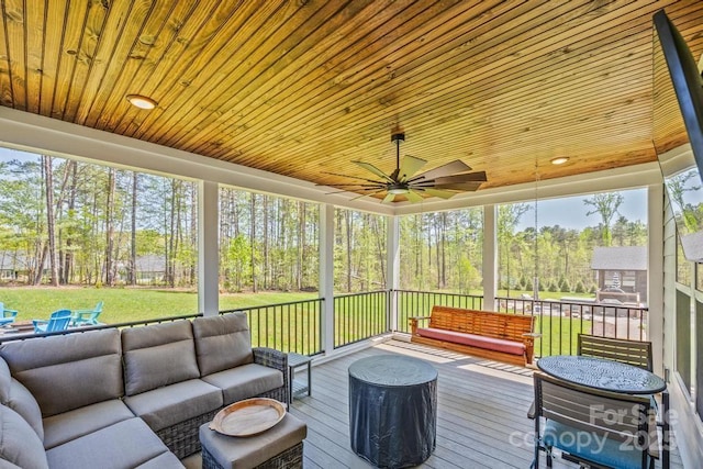 4594 N Wynswept Dr, Maiden, NC 28650 - sunroom featuring an outdoor living space and ceiling fan
