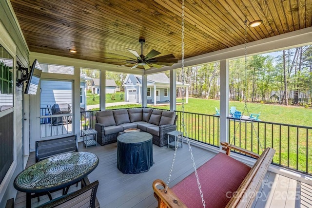 4594 N Wynswept Dr, Maiden, NC 28650 - sunroom with a ceiling fan
