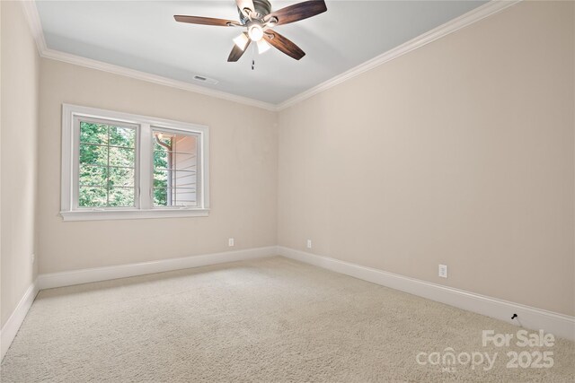 14130 Lea Point Ct, Huntersville, NC 28078 - carpeted spare room with crown molding, baseboards, and ceiling fan
