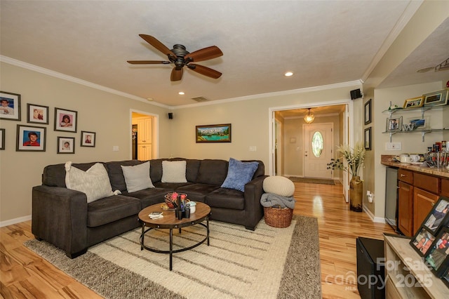 10316 Whitethorn Dr, Charlotte, NC 28277 - living area featuring recessed lighting, light wood-type flooring, a ceiling fan, and baseboards